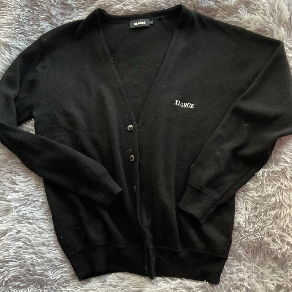 Unisex Black Playful Knit Cardigan - Size L